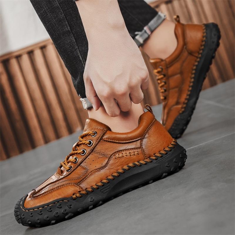 TUINANLE Casual PU Leather Men Boots Handmade Outdoor Comfortable Big Size 38-48 Business Sneakers Shoes for Men
