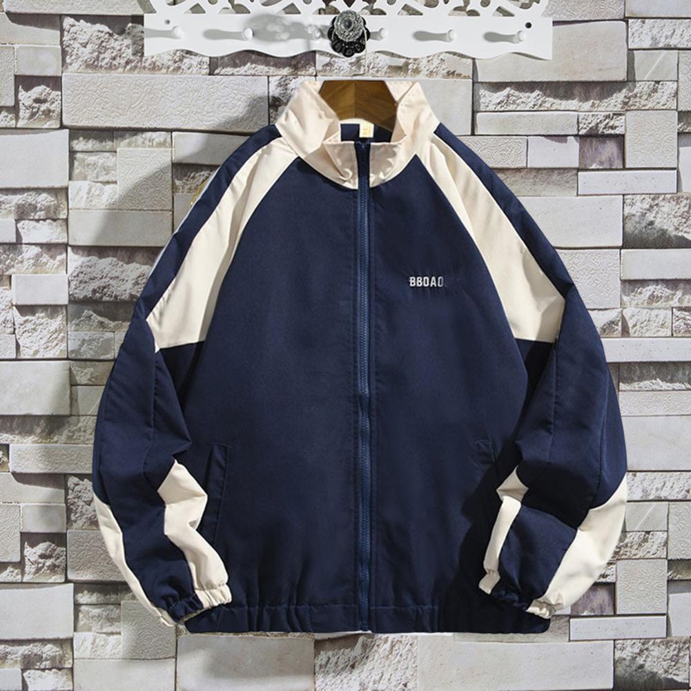 Winterjacke, Patchwork-Farbe, lichtecht, Reißverschluss, warm halten, Herbst-Winter-Baseballjacke, Unisex, lässige Streetwear