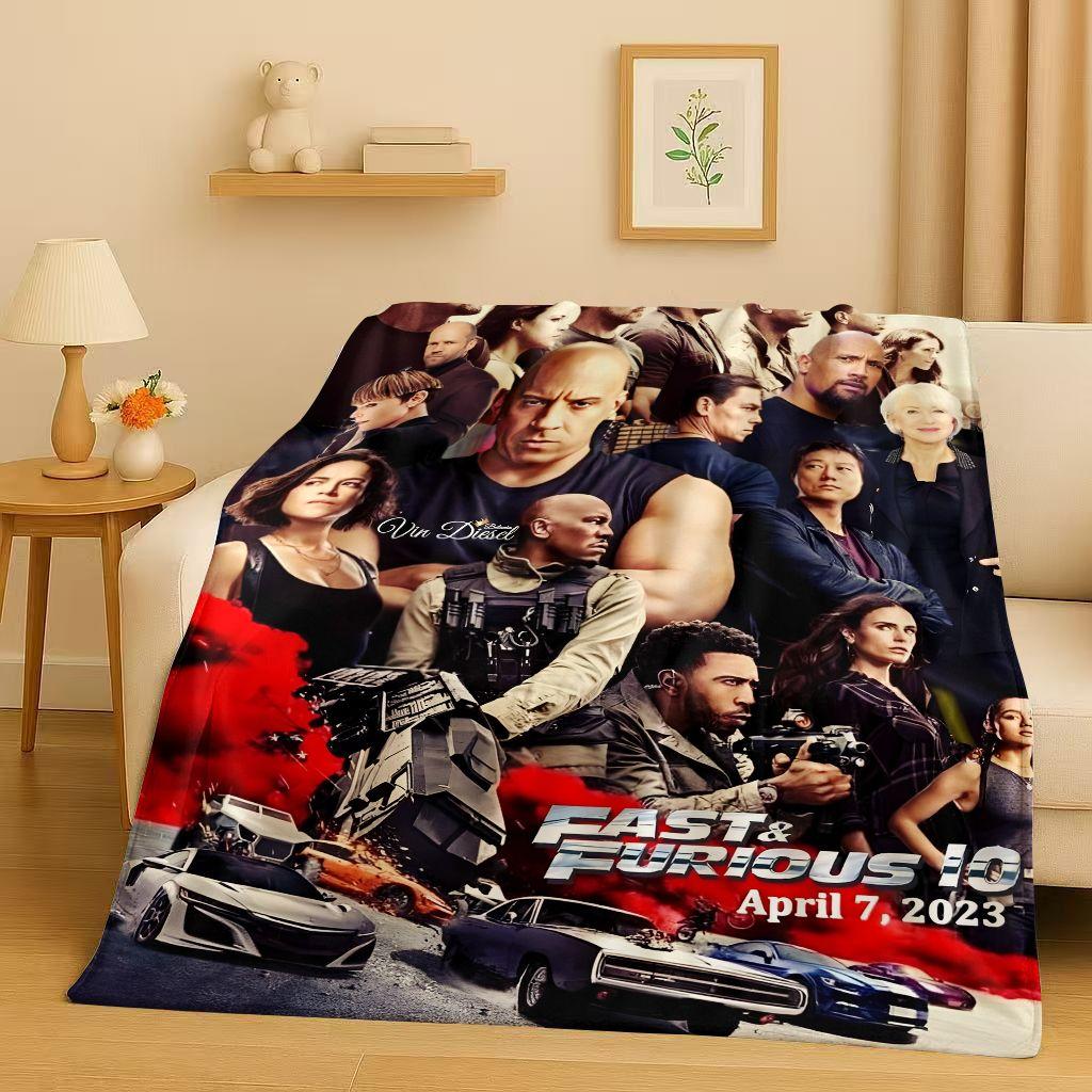3D Szybcy i Wściekli Vin Diesel Samochód Wyścigowy Koc Flanelowy, Niezwykle Miękki Ciepły Pluszowy Koc na Domową Sypialnię Łóżko Kanapę Pokrowiec Piknik Dzieci