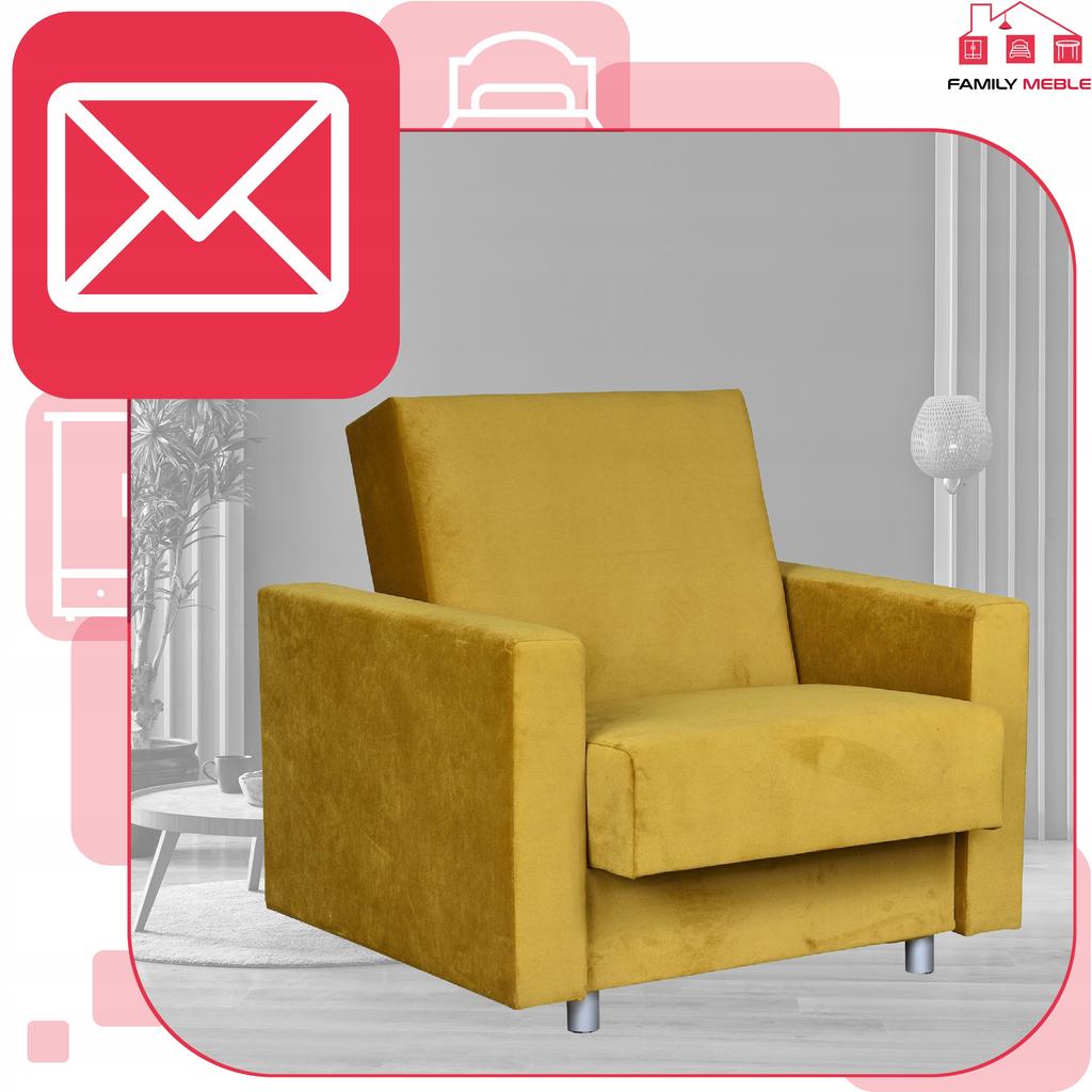 Alicja Reclining Armchair for Sleeping with a Container Family Meble Yellow Gold