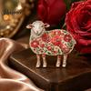 Decorative Lamb Brooch Rhinestone Floral for Women, Flower Sheep Alloy Lapel Pin Pin, Animal Jewelry Clothing Suits Scarves Bags
