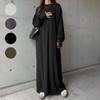 Vestido Moletom Casual de Manga Longa Estilo Coreano 2025 para Mulheres – Solto, Emagrecedor, Design Acima do Joelho.