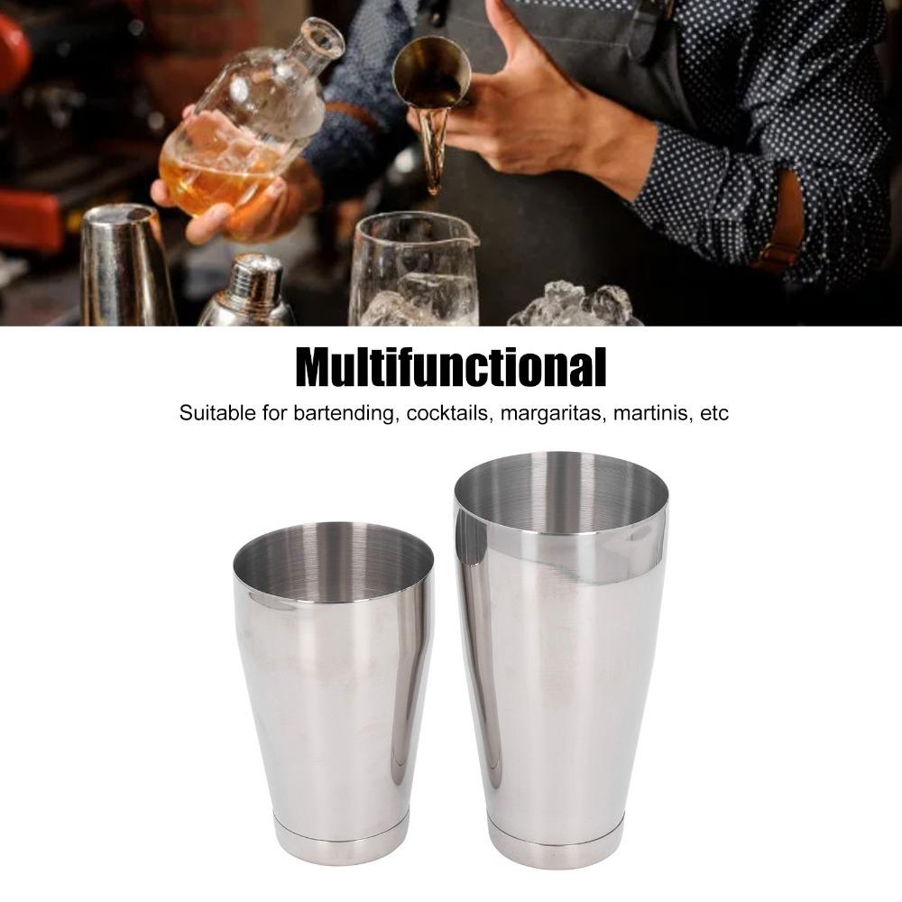 2 Piece Set Silver Cocktail Shaker Stainless Steel Boston Shaker Professional Bar Shaker  Bar