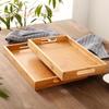 Japanese-Style Bamboo and Wood Tea Tray: Solid Rectangular Serving Tray for Restaurants and Homes