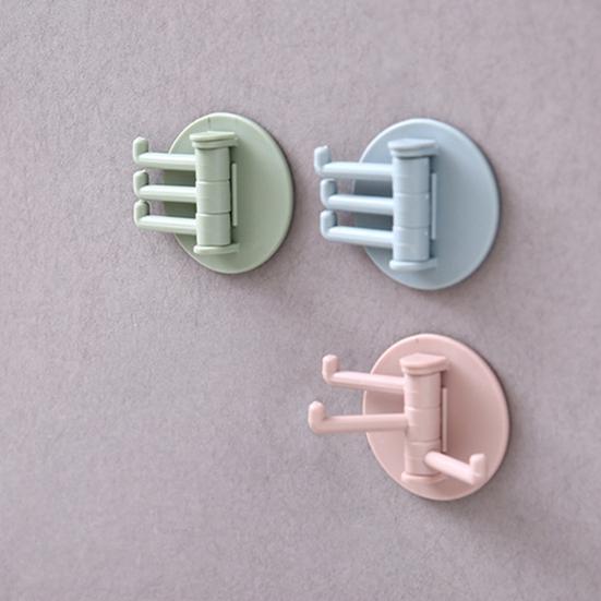 12PCS Wall Hooks, with 3-Branch Rotating Design, Self-Adhesive Waterproof Organizer, Strong Load-Bearing Hooks for Bathroom Kitchen