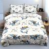 Cartoon Sharks With Headphones And Hats Printed Duvet Cover Set1 Duvet Cover+2 Pillowcasemulti Size Bedroom Bedding Decor