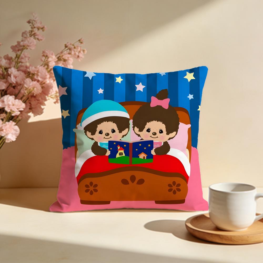 Popular MMonchhichiable Cushion Cover Stylish Washable Pillow Cover Ideal for Couch Bedroom Car Decoration