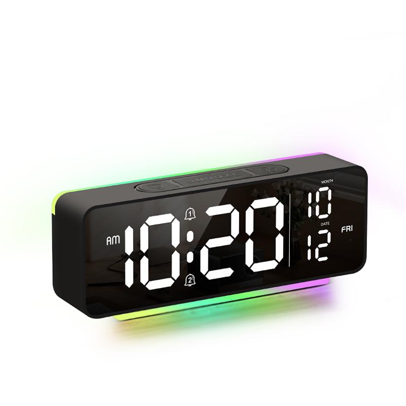 

LED Digital Alarm Clock with Night Light Electronic Clock Displaying Date Time for Bedroom Office Living Room чорний