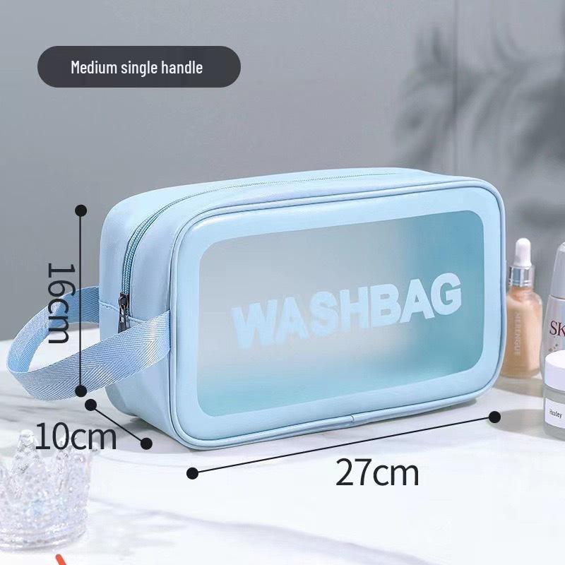 Waterproof Toiletry Bag: Women's Large Capacity Makeup & Cosmetics Travel Bag, Wet/Dry Separation, Portable Handheld Design.