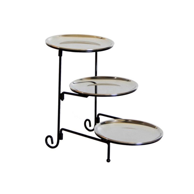 

Cupcakes Display Stand Fruits and Snacks Tray Functional 3 Tiers Dessert Serving Rack for Parties and Entertaining срібний