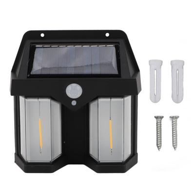 Außenwandleuchte Quadratisch 2 Lampen Bewegungssensor 3 Modi Solarbetrieben Wasserdicht Wandmontage