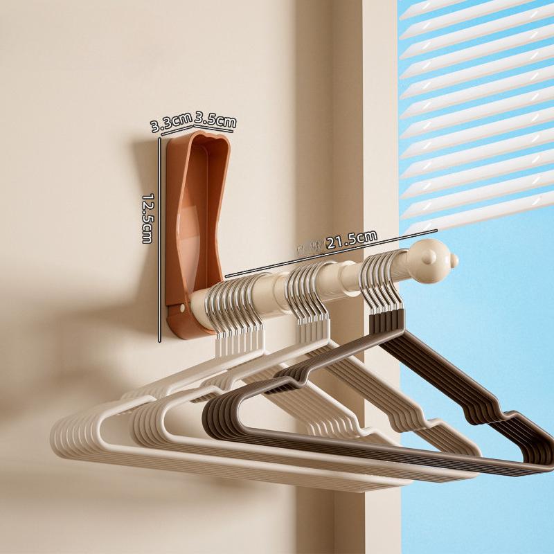 

Retractable Wall Mounted Hanger Organizer For Closet, No Drill Coat Hooks Storage Rack For Home, Plastic Pants And Skirt Hanger Holder червоний