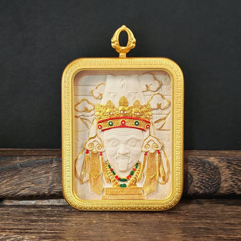 Tibetisches Grünes Tara & Gelbes Jambhala Amulett: Titanstahl Medizin Buddha Anhänger