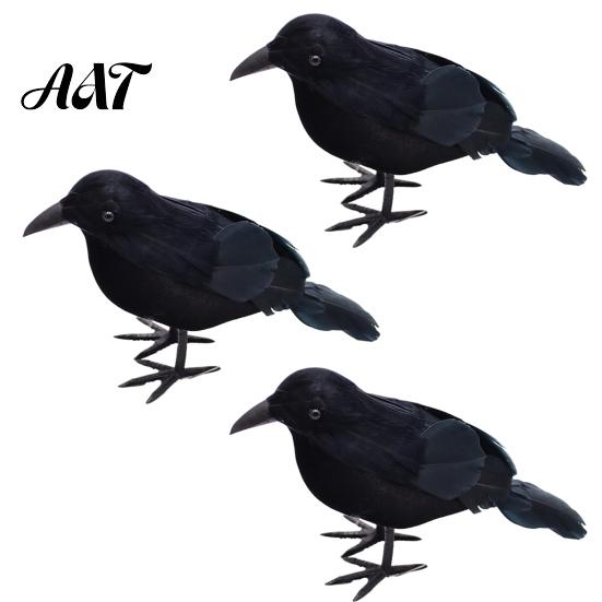 Natural Texture Crow Ornament Realistic Crows Figurine, Lifelike Feathered Raven Statue for Haunted House, Scary Durable Halloween Decoration
