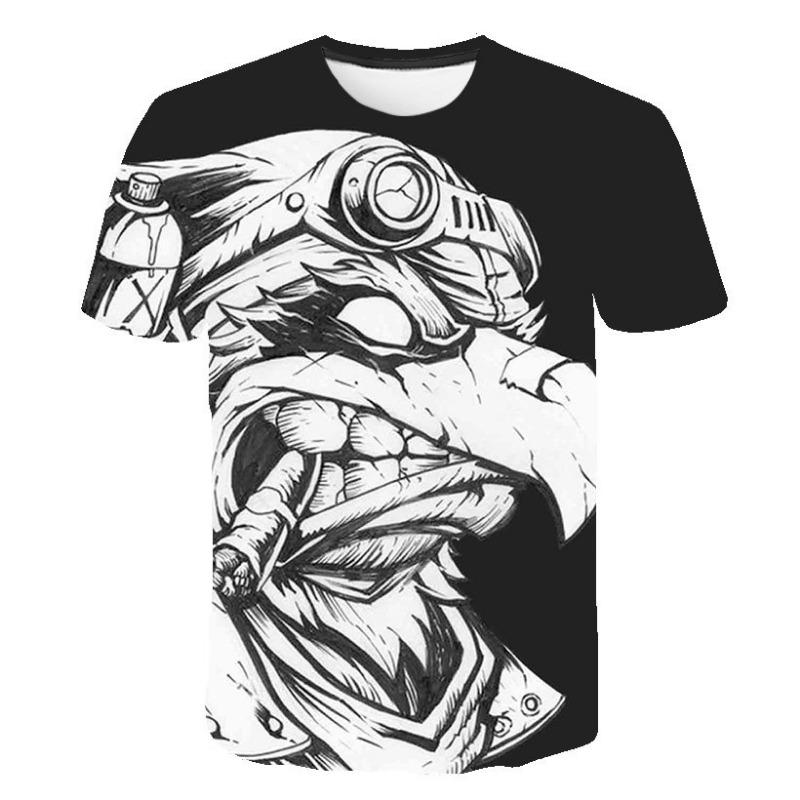 Summer New Cartoon Colorful Fox Dog 3D Digital Printed T-shirt Men's Short Sleeved T-shirt