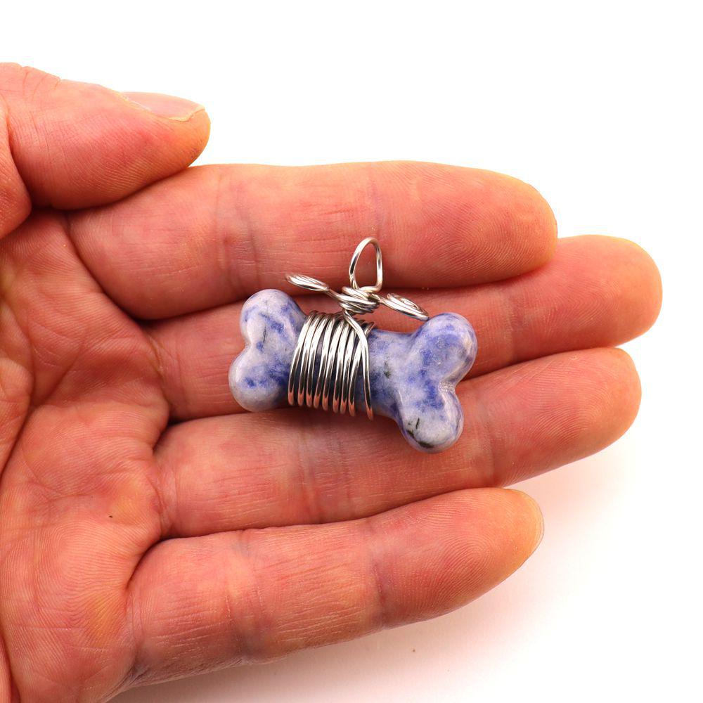 35mm Handmade Wrapped Wire Agate Amethyst Bone Necklace with Natural Crystal Stones (N729)