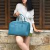Branded Premium Leather Boston Bag Blue Large-capacity Rectangular Sports Shoulder Bag Casual And Versatile Travel Tote Bag New