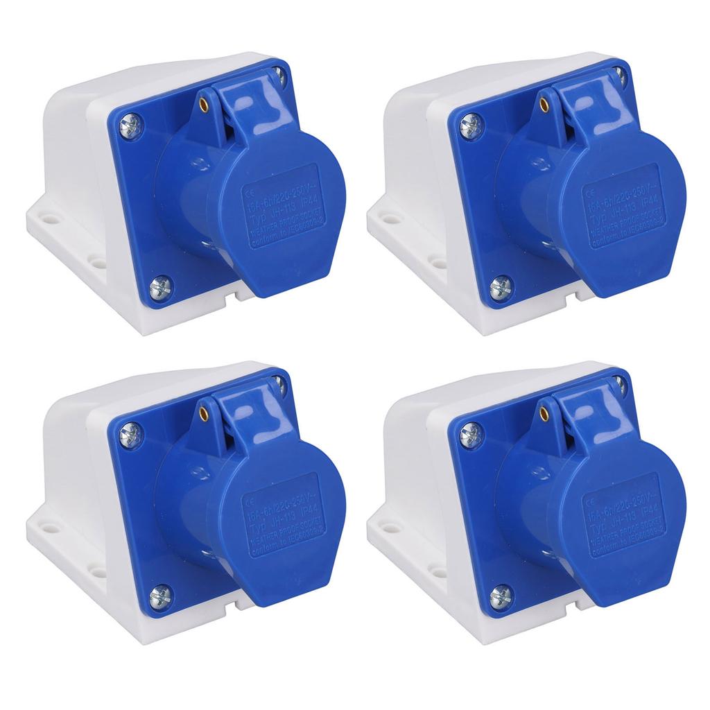 4 Sets Industrial Socket 3 Pin Power Connector Surface Mounting Outlet IP44 Waterproof 220?250V 16A