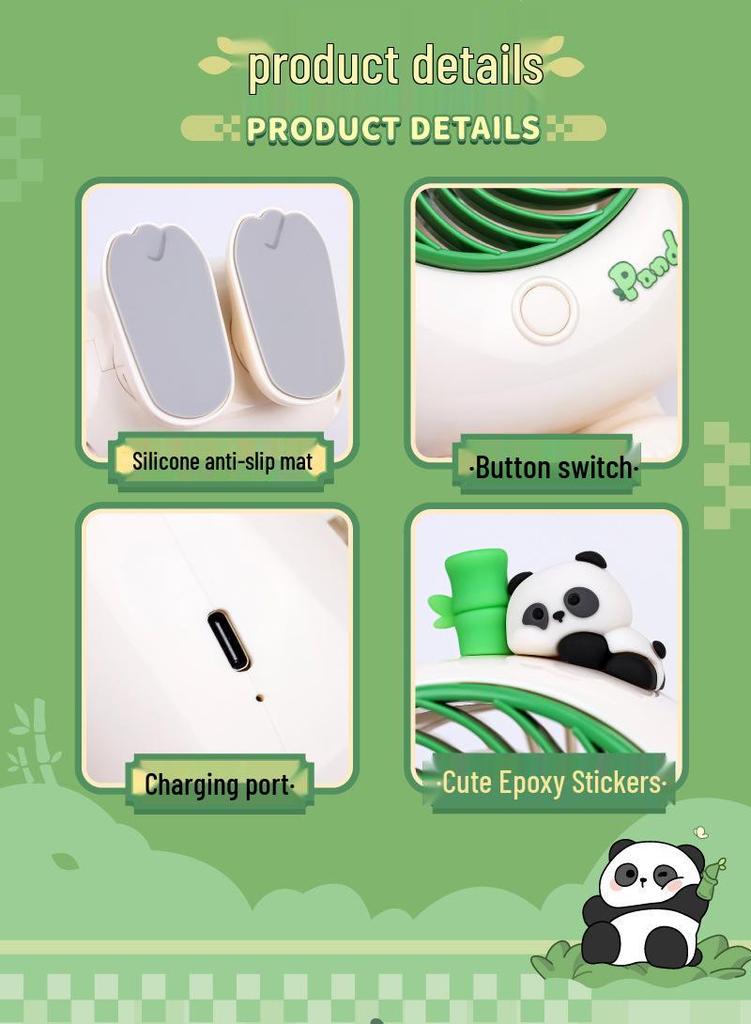 Panda USB Desktop Fan: Quiet, Gentle Breeze for Dorms & Offices