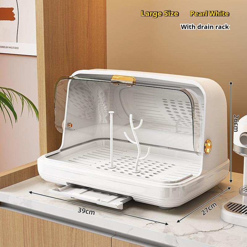 

Коробка для хранения детских бутылочек, сушилка для детской посуды, подставка для сушки стаканов с водой, с крышкой, пыленепроницаемая Large cup holder [white with bracket]