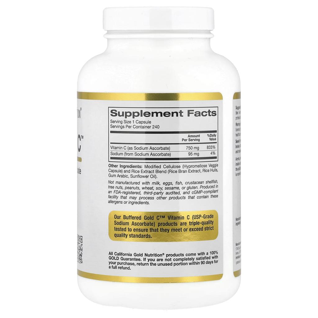 Buffered Gold C™, Gold Standard Sodium Ascorbate (Vitamin C), 240 Veggie Caps