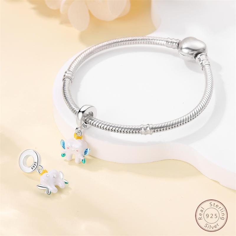 Copper Beaded Pendant Blue Shiny Zircon Suitable Original 3Mm Bracelet Women Fine Jewelry