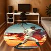 1pc Baseball Player Sunset Round Chair Mat Office Area Rug - Non-Slip, Floor Mat for Office, Bedroom, Ideal Home Decor Gift C0112123
