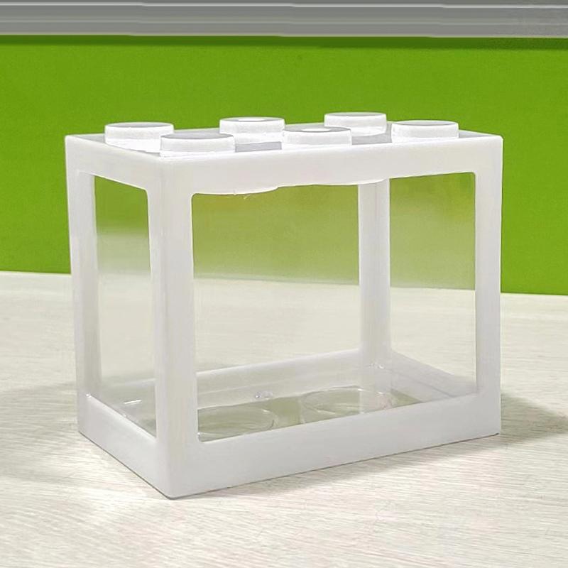1Pc Home Block Fish Tank Fighting Fish Tank Small Desktop Mini Fish Tank Stackable Creative Design Aquarium