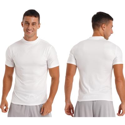 Heren T-shirt met opstaande kraag en korte mouwen, casual, effen kleur, slank gesneden, basis top, comfortabel ondershirt