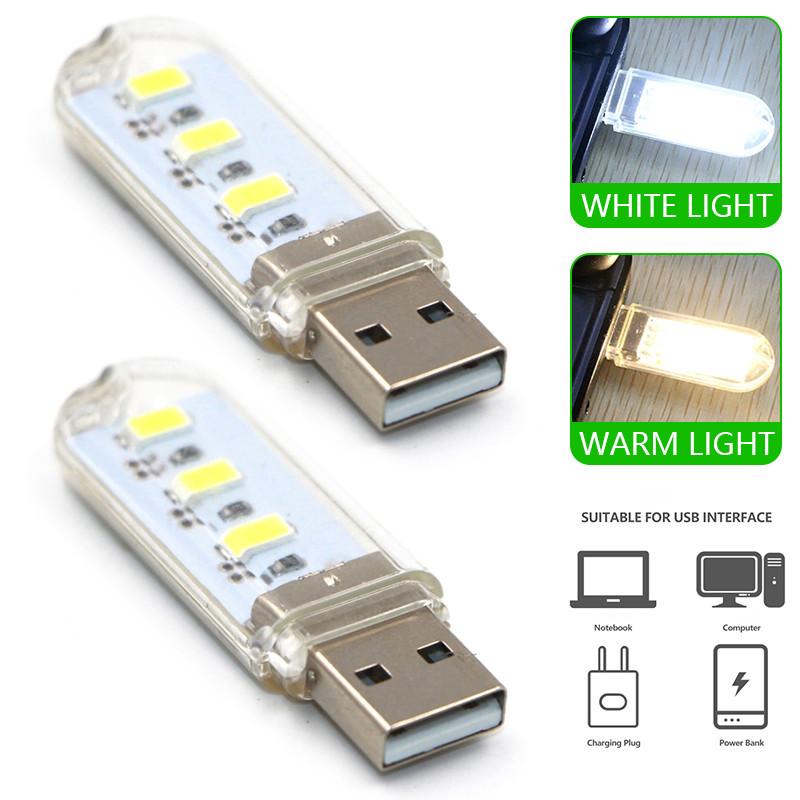 2/4PCS USB Plug LED Light Mini Book Lamp 3leds Night Light Ultra Bright Eye Protection Reading Lamp For Power Bank Laptop DC 5V