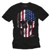USA Skull Men's T-Shirt with America Flag - Men's US Biker Skull Shirt