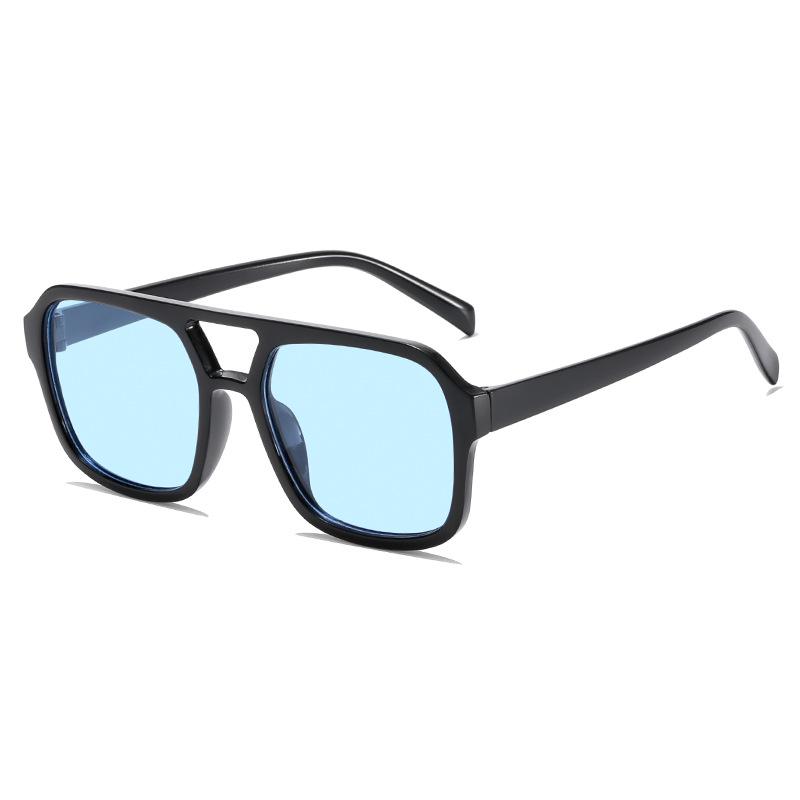 Candy-Colored Double-Beam Retro Square Sunglasses – Trendy UV Protection Specs