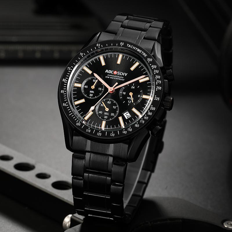 Men's Watches Luxury Round Quartz Wristwatch Waterproof Chronograph Watch for Men Auto Date Clock