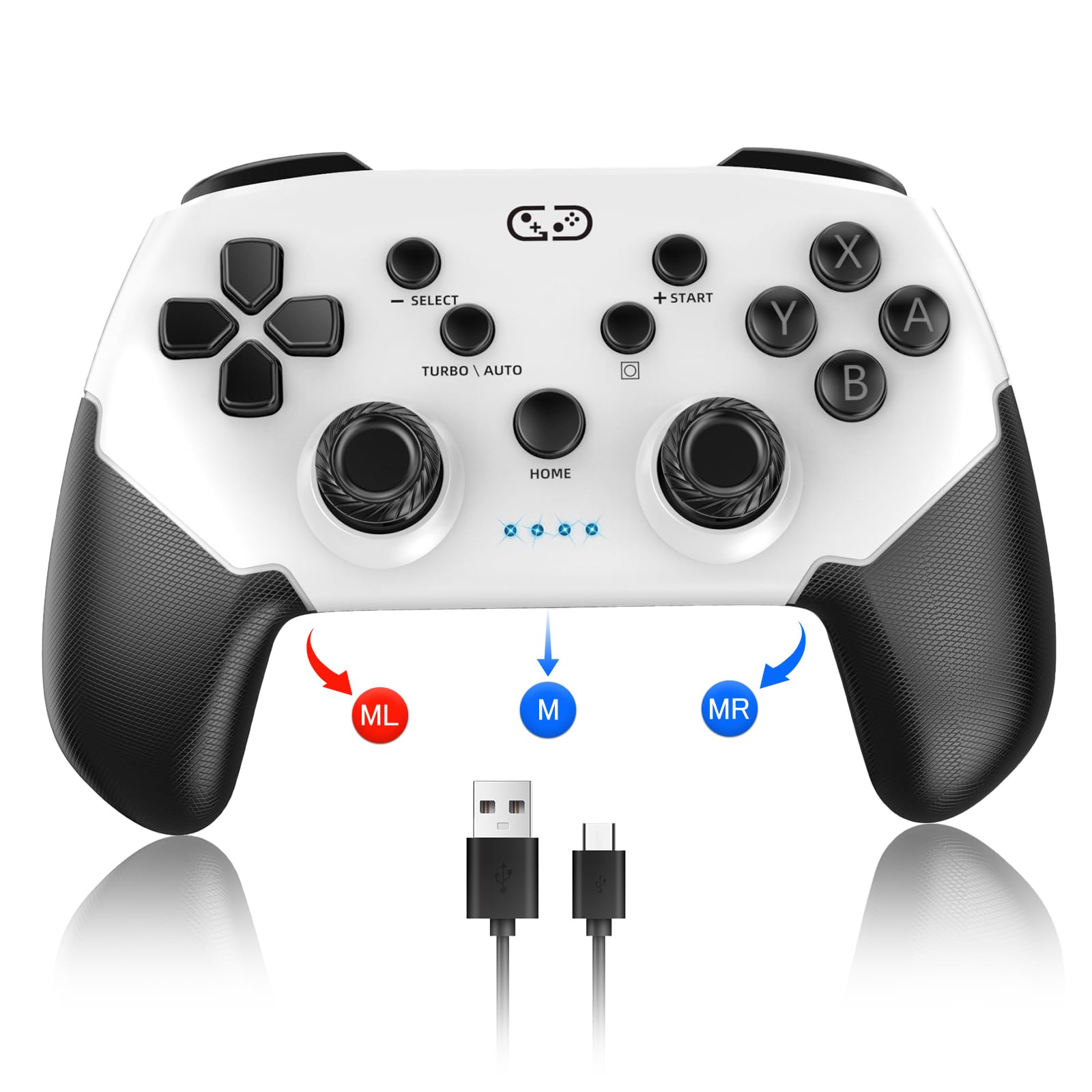 

Контролер Bingoods Switch 2 Pro з задніми макросами, Bluetooth, бездротовий, з гіроскопом, режим сну/пробудження, сумісний зі Switch, включає японську інструкцію