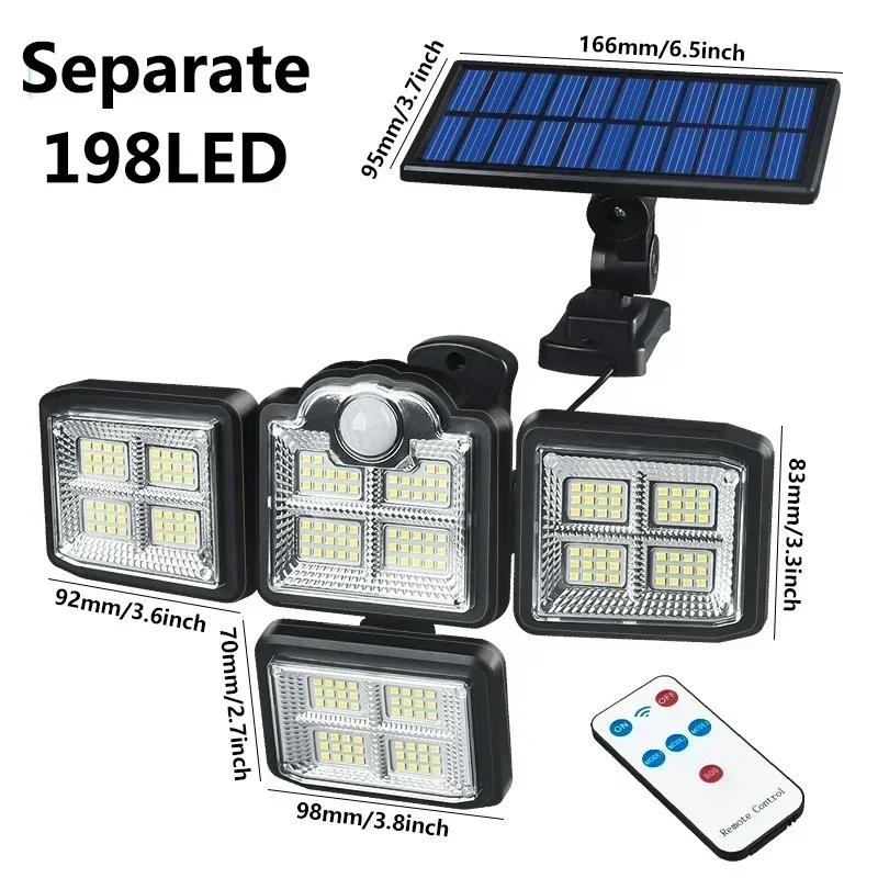 Solar Lights Outdoor Motion Sensor, 5Head Flood Lamp with Remote Control, 300° Wide Angle Security Light for Yard Patio Garden