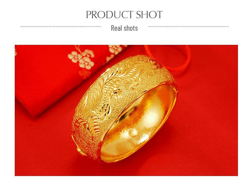 Gold Dragon & Phoenix Bracelet - Wedding & Festive Jewelry for Women