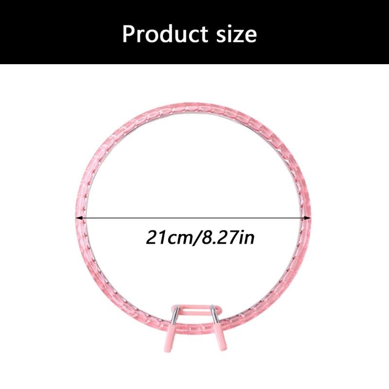 2Pcs Adjustable Embroidery Hoop Spring Loaded Round Plastic Stitching Frames for Sewing Needlework Fabric Craft Project