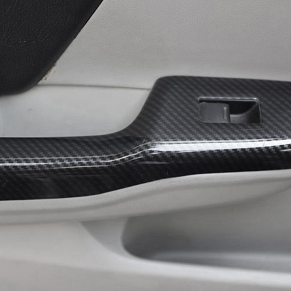 WO-4Pcs Carbon Fiber Car Door Window Lift Switch Panel Cover Trim For Honda Civic 9Th 2012 2013 2014 RHD carbon fiber pattern