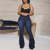 Women's High Waist Flared Denim Trousers - Large Sizes Available
