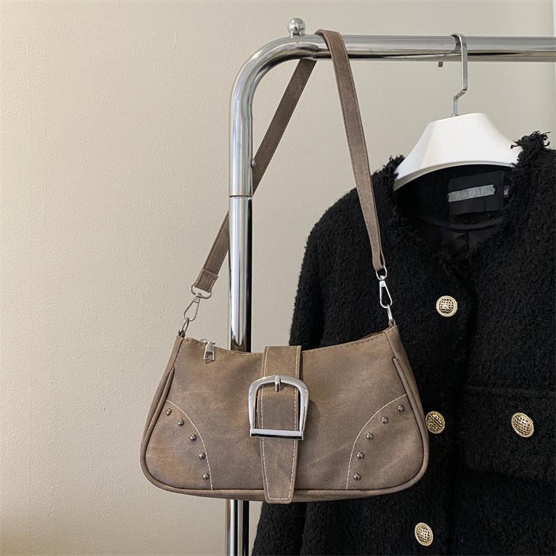 Wholesale New Fashion Rivet Stitching Shoulder Bag Women 2023 Street Trendy Pu Small Armpit Bag