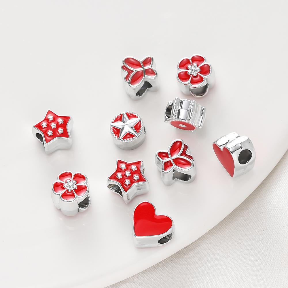 5pcs/Lot CCB Hexagon Charms Beads Colorful Necklaces Bracelets Big Hole Bead Spacer Charms for DIY Jewelry Making Accessories