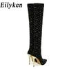 Eilyken Stretch Fabric Pointed Toe Woman Over-the-Knee Long Boots Sexy Thin High Heels Nightclub Shoes Size 35-43