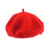 Fashion Wool Material Child Beret With Pearls Solid Color Retro Baby Girl Caps for 3-8 Years