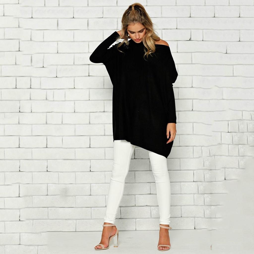 T Sleeves Long Shirt Women Clothing Solid Color Round Neck Breathable Fashion