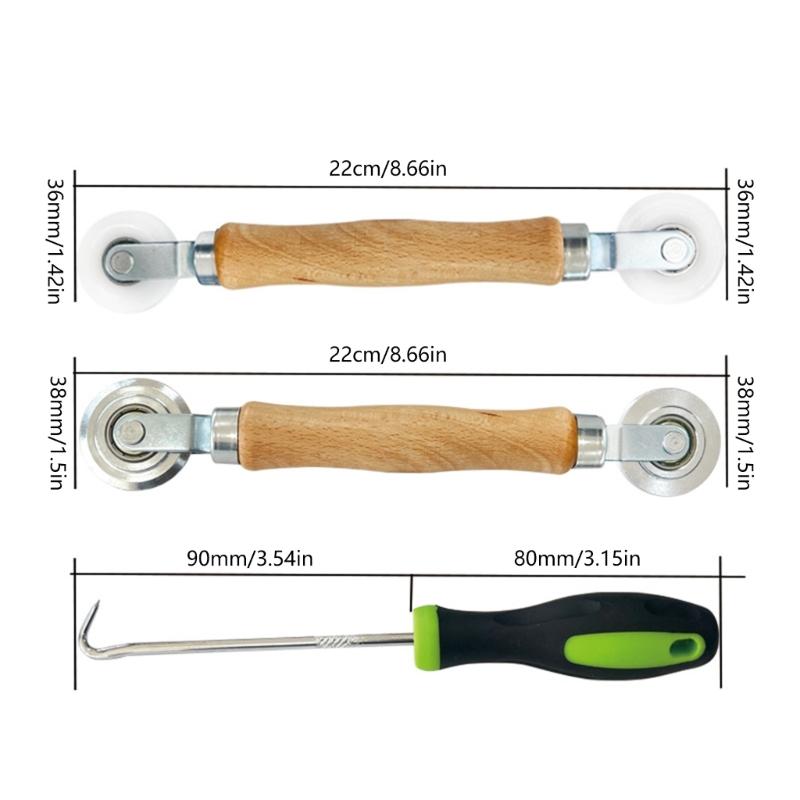 3 st Professionellt skärmverktyg, Fönsterskärm Spline Rullverktyg med Trähandtag Lagerhjul Skärmdörr Reparationssats