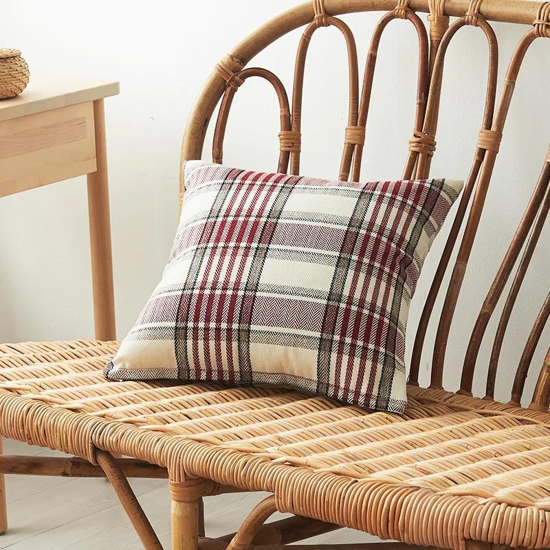 Yarn Dyed Striped Cotton and Linen Pillowcase Multi Color Plaid Pillowcase Household Pillowcase Cushion
