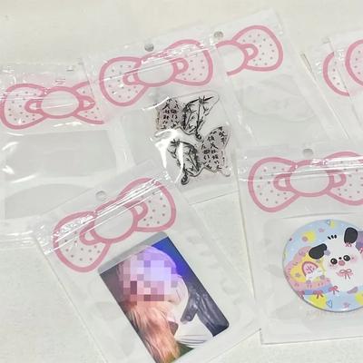 10 pezzi carino fiocco rosa sacchetto con chiusura lampo trasparente Kpop Star Photo Card fai da te imballaggio sacchetto di immagazzinaggio carta antipolvere porta carte