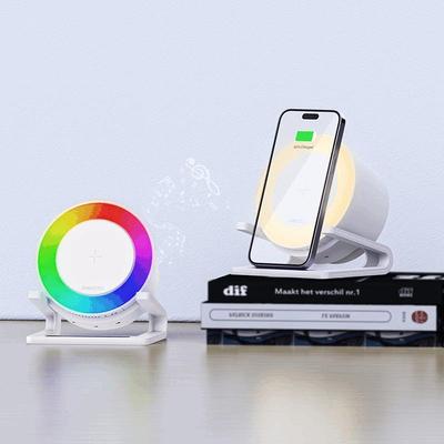 Recci RSK-W28 4-in-1 Smart RGB Bluetooth Speaker with 15W Wireless Charger CN Plug (adapter Included)