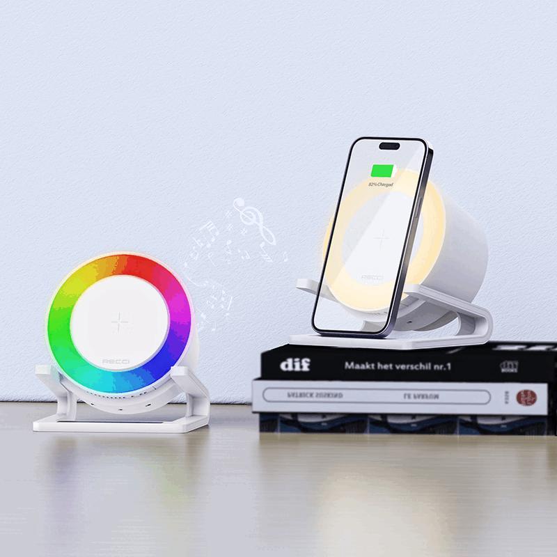 

Recci RSK-W28 4-in-1 Smart RGB Bluetooth Speaker with 15W Wireless Charger