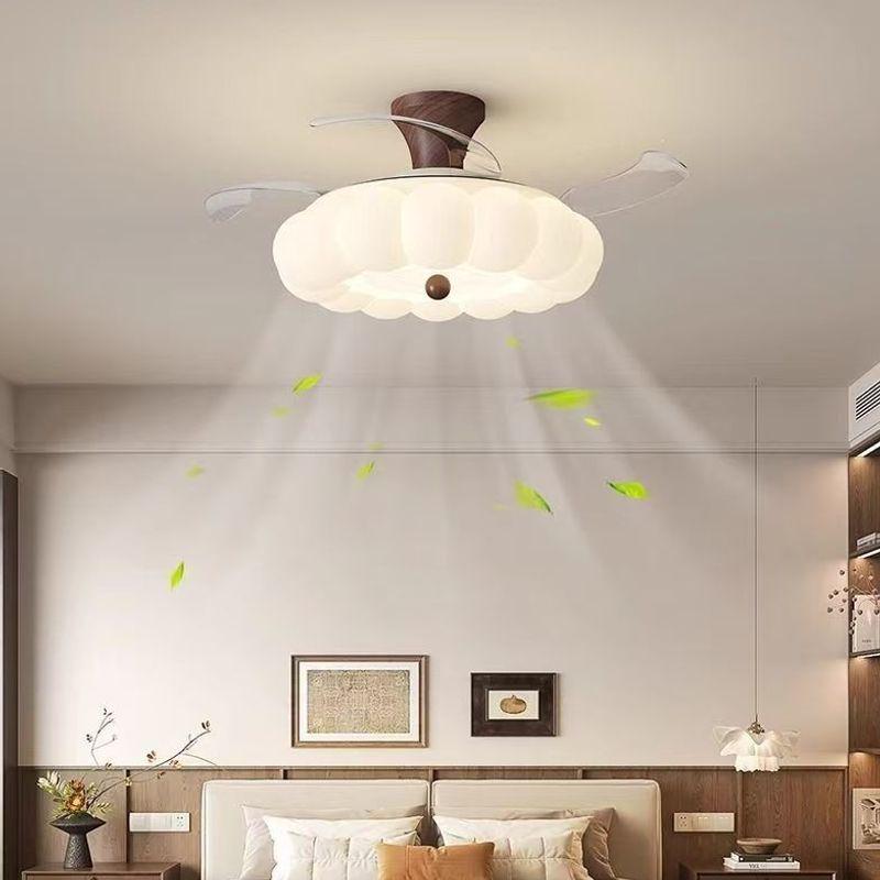 Antique-Style Cream Ceiling Fan with Invisible Light Fixture for Living Room, Bedroom, or Dining Room